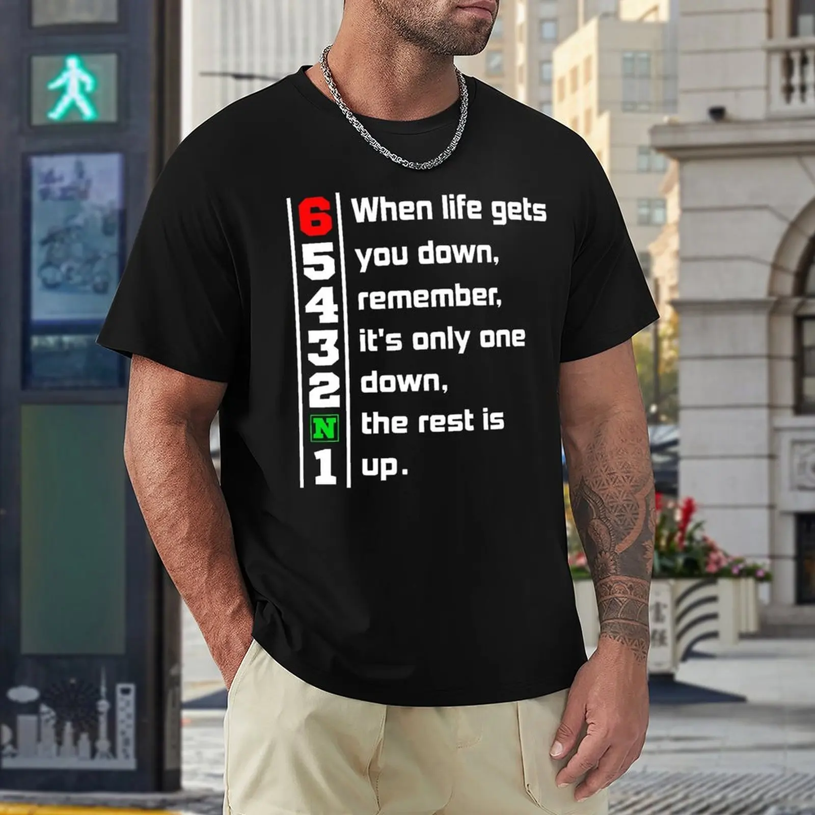 Hayat seni dişlilere indirdiğinde. 1N23456 motosiklet T-shirt Crewneck hareket komik inek üst Tee Premium seyahat abd boyutu