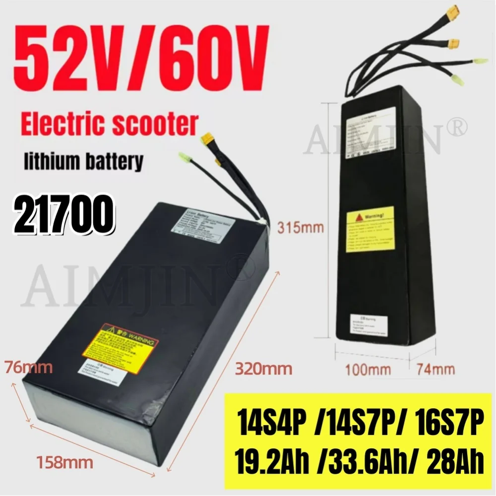 

52V/60V 21700 Rechargeable Lithium Battery Pack 19.2AH/28AH/33.6AH/ Suitable For Dual Drive Scooter Battery ﻿