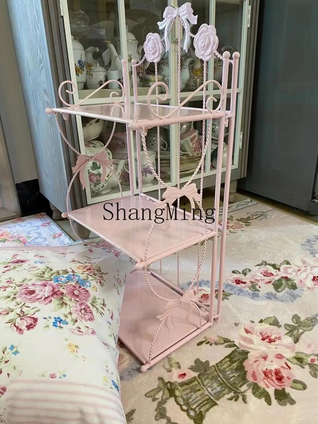 FG good-looking  Iron Art Desktop Storage Rack Multi-layer Cosmetic Storage Floor-standing Storage Bedroom Simple Bookshelf