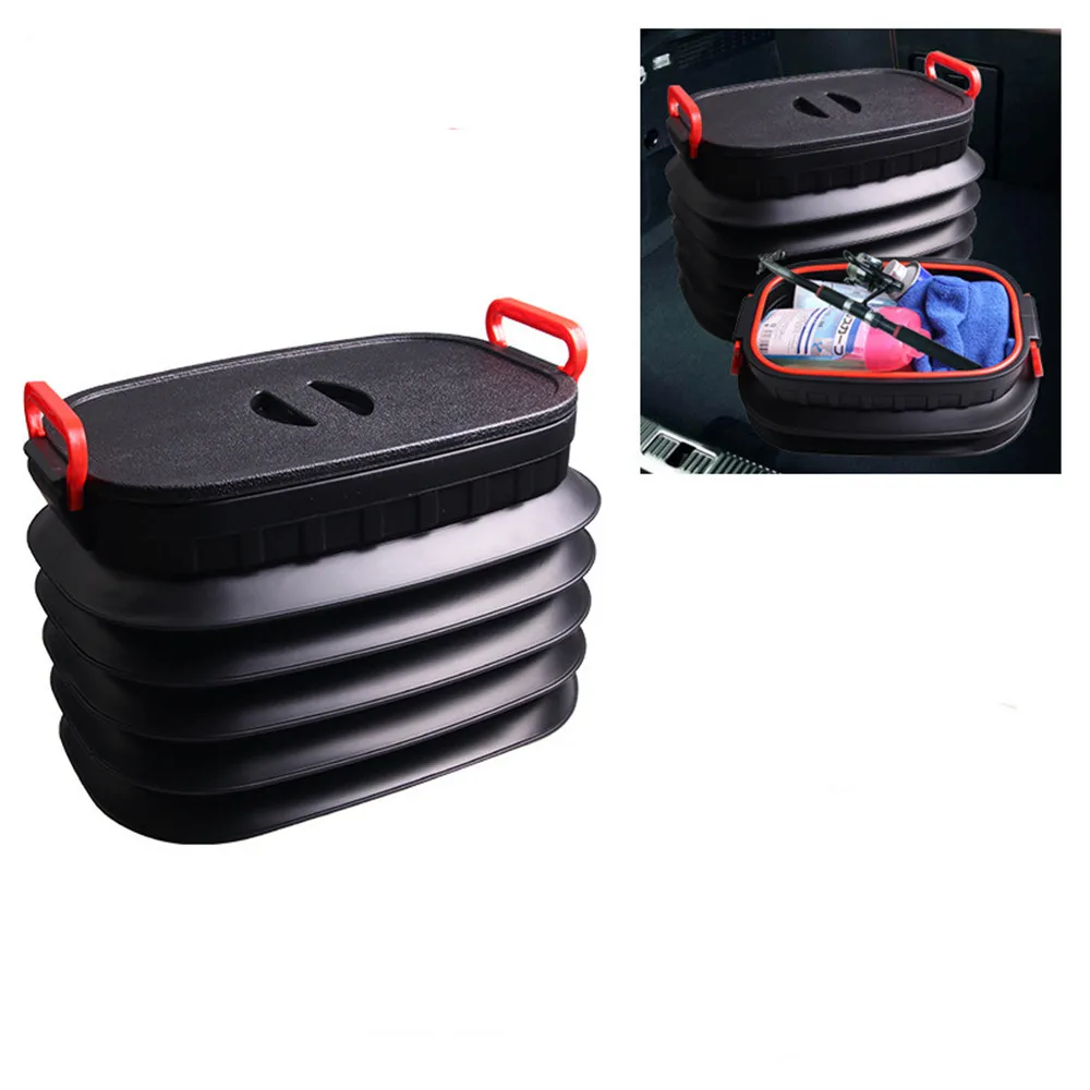 

Car Trash Can Collapsible Portable Car Garbage Bin With Lid Retractable Car Waste Basket 18L Waterproof Auto Garbage Bag