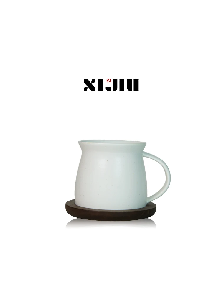 

Retro Ceramic Coffee Cup Yellow White Glazed Breakfast Mug Handmade Crafted Home Living Decorative Utility Cup