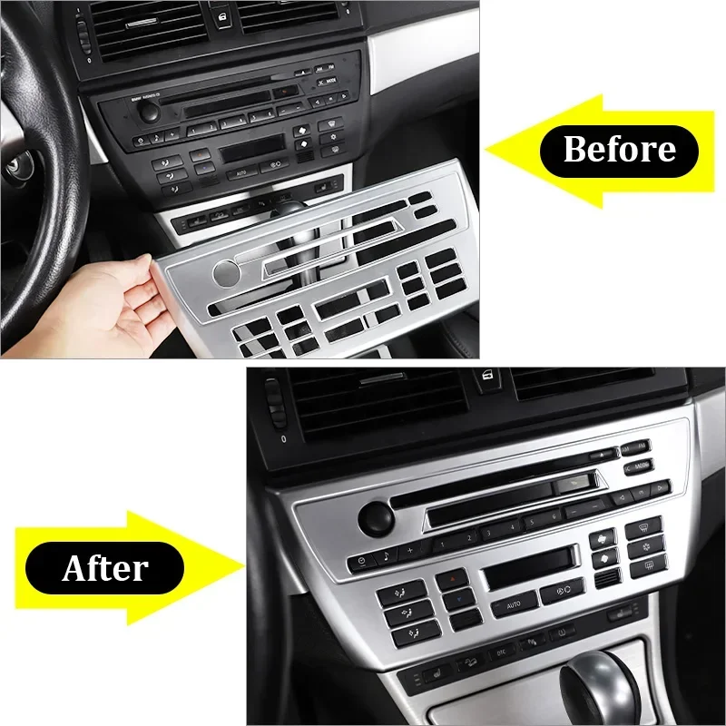 For BMW X3 E83 2006-210 ABS Silver Car Gear Shift Steering Wheel Air Conditioner Outlet Frame Cover Trim Sticker Car Accessories - Image 4
