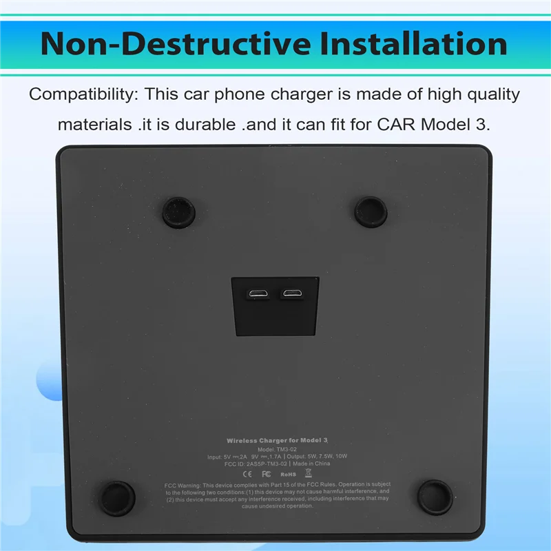 

Universall Car 10W Wireless Charger Mat Dual Center Console Accessories Anti-Skid Fast Charging For Tesla Model 3