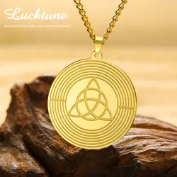 Lucktune Vintage Witch Irish Knot Stainless Steel Necklace for Men Women Rotating Celtics Knot Amulet Necklace Jewelry Gift