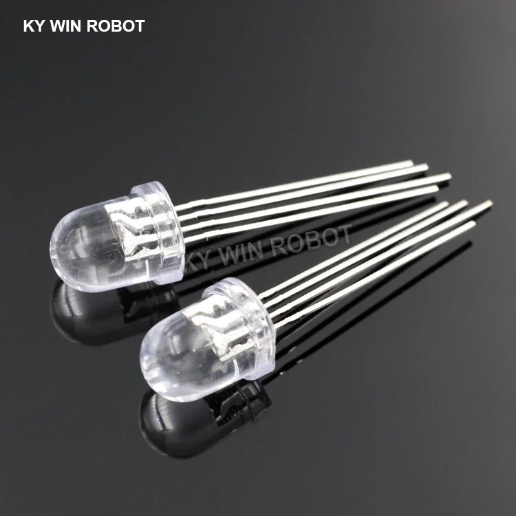 10 STKS 8mm Full-color LED RGB rood/groen/blauw Gemeenschappelijke Kathode/Anode Vier voeten transparant hoogtepunt kleur licht 8mm diode kleurrijke