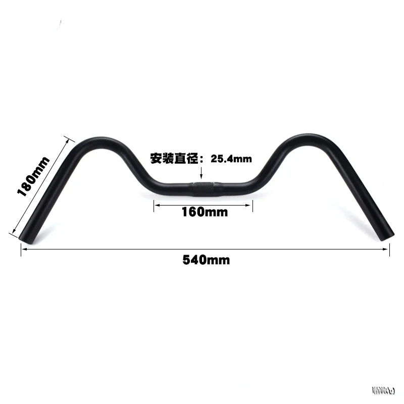 Bicycle mountain handlebars 25.4 horizontal leisure retro black large curved handlebars 31.8 large Yan handlebars M accessories