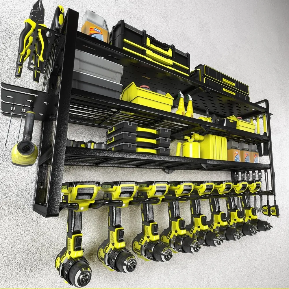 

Power Tool Organizer-8 Drill Holder Wall Mount，Tool Organizer and Storage rack for Garage Organization， Heavy Duty Metal Tool Sh