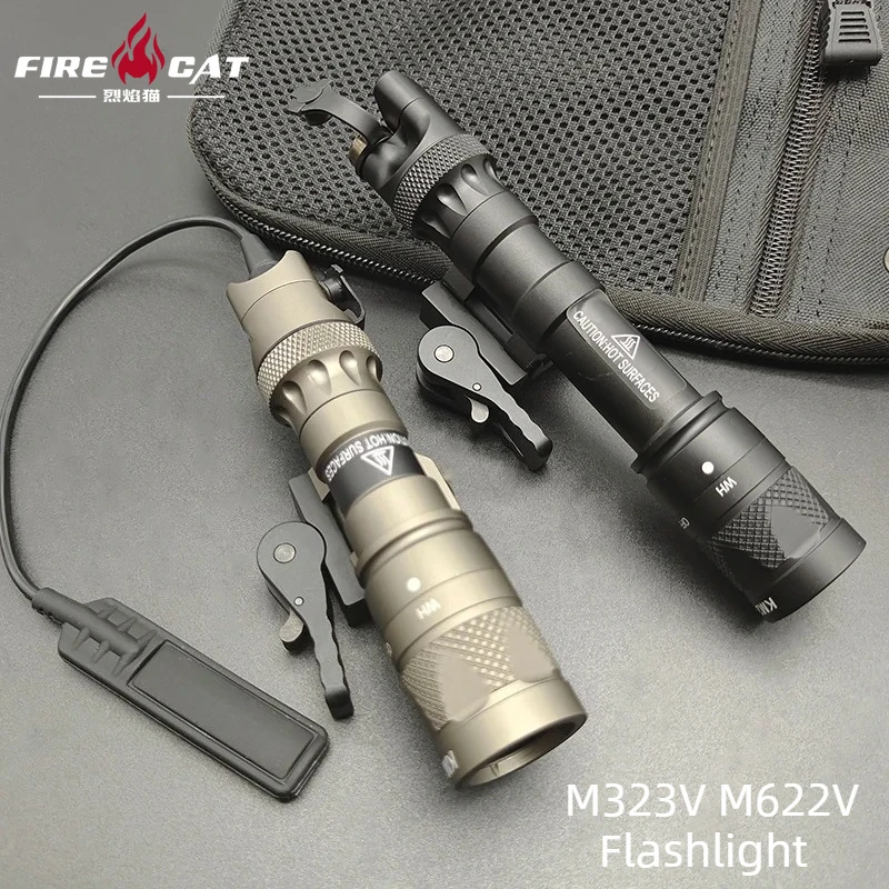 

Тактический фонарь для страйкбола M323V M622V с белым светодиодом, стробоскопом и выносным кнопочным выключателем, совместимый с планкой Пикатинни 20 мм