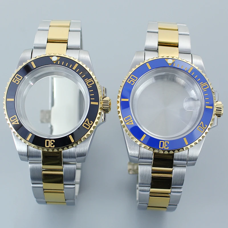 40mm Diving Watch Case Sapphire Glas For Seiko Mods NH35 NH36 NH34 Miyota8215 Eta2824 Movt Polished Oyster Bracelet Slide Buckle
