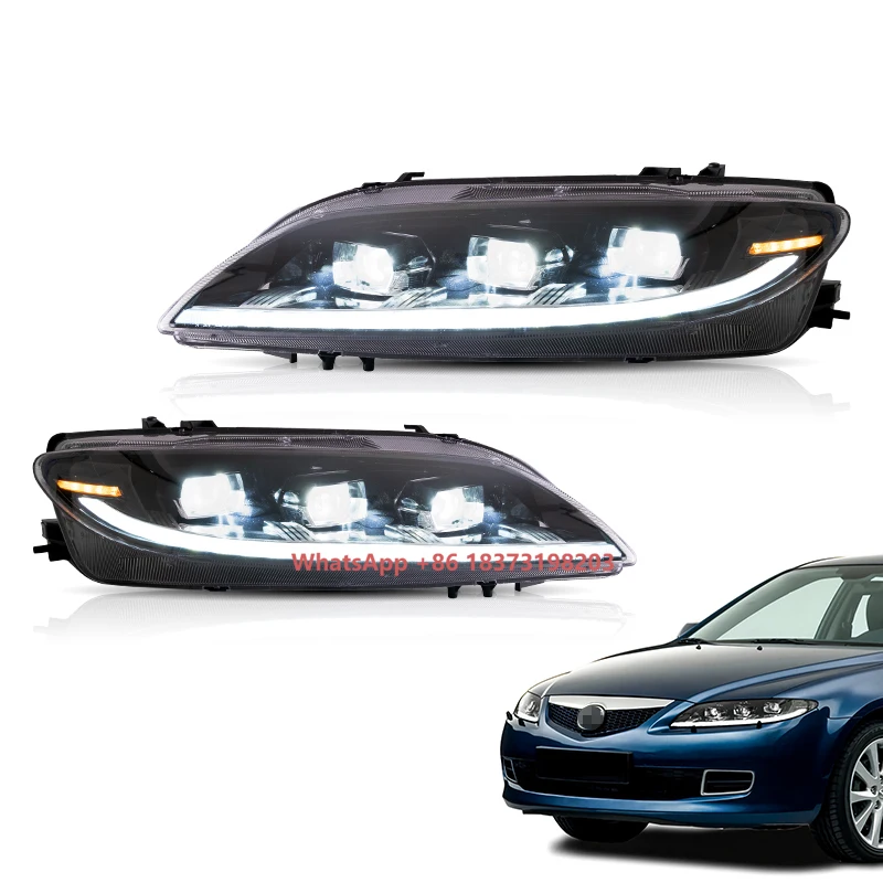 VLAND Factory Wholesales Full LED Headlights Animation DRL Car Sequential Head Light Front Lamp 2003-2015 for Mazda 6