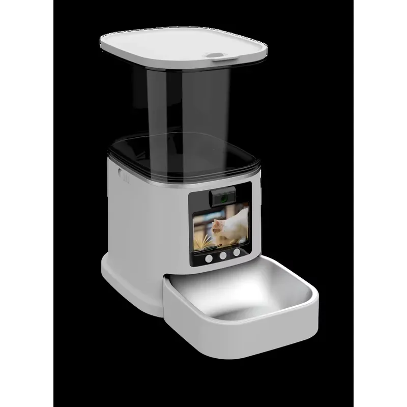 Smart Automatic Pet Feeder with Camera WiFi App Control Stainless Steel Food Dispenser for Cats Dogs Portable Rechargeable