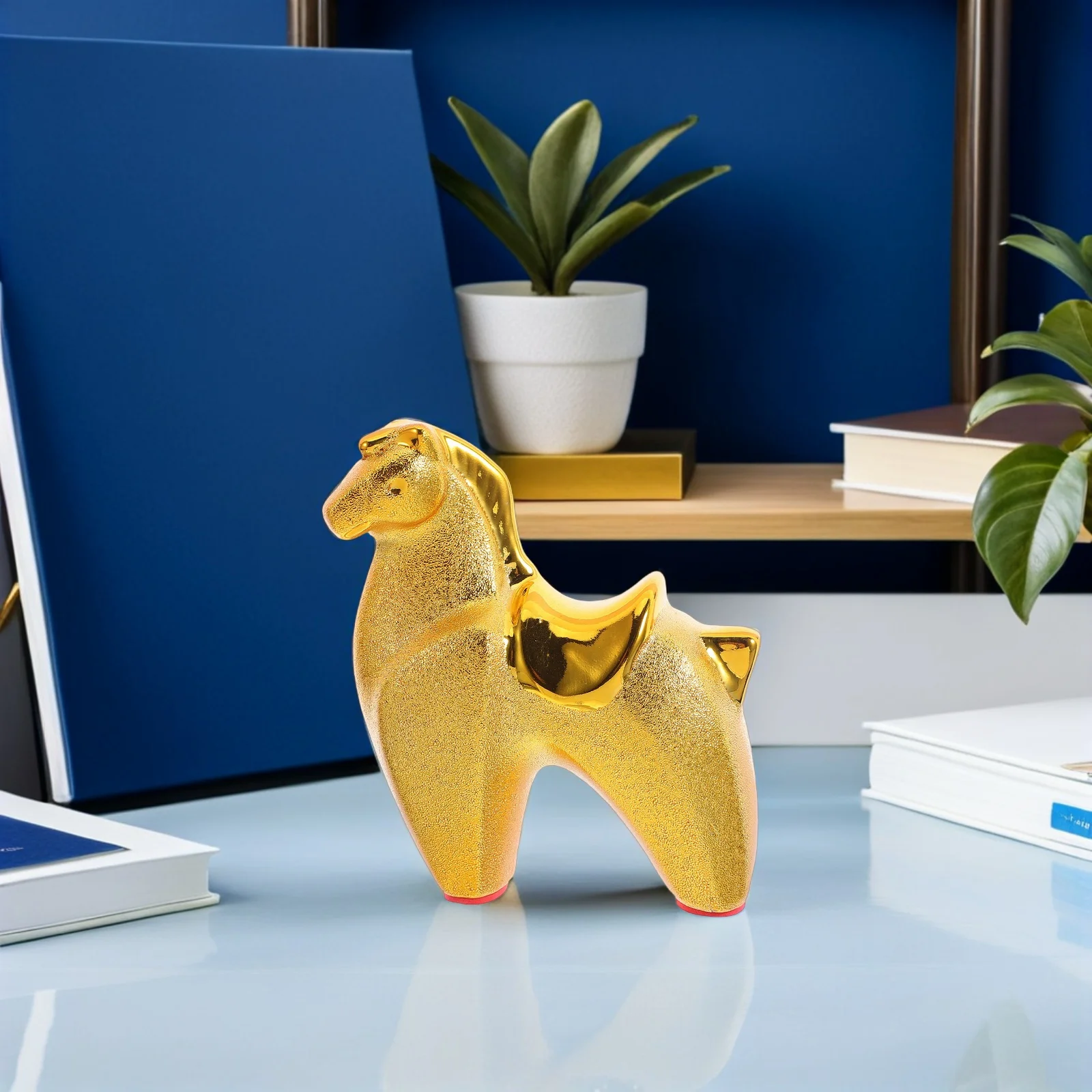 

Horse Statue Ceramic Year of Horse 2026 Luck Symbol Tabletop Ornament Stable Base for Home Office Decoration Ceramic Figures
