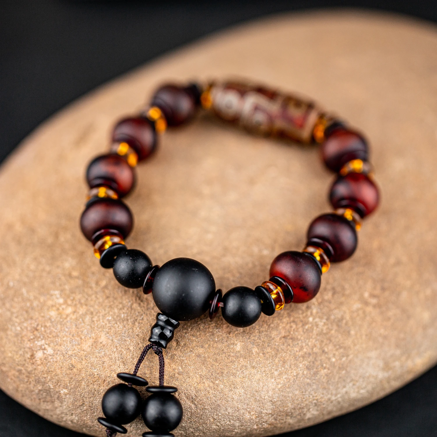 14mm Natural Stone Agate Beads Bracelet 9-Eyed Dzi Beads Protection Bracelet for Man Women Vacation Accessories Jewelry Gift