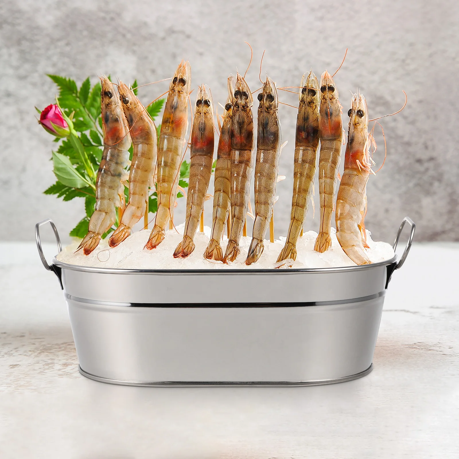 

Stainless Steel Seafood Bucket Charcuterie Container Wine Beverage Holder Large Capacity Rustproof Storage Barrel For