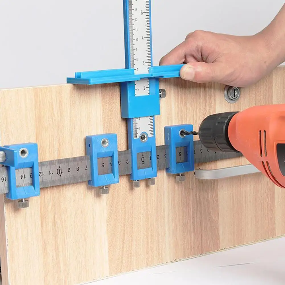 Multi Functional Cabinet Hardware Jig Tool Ruler For Furniture Cabinet Wardrobe Door Handle Punching Locator Installation Tool