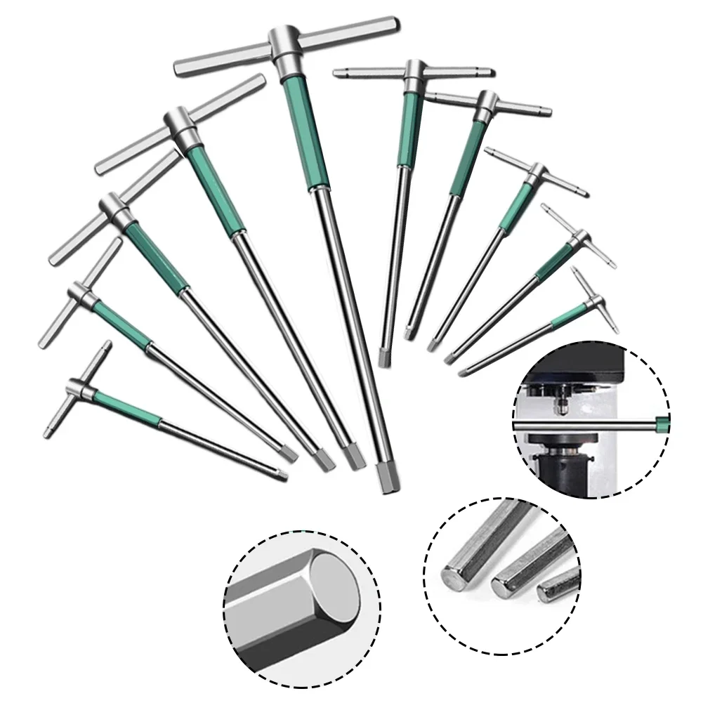 

10pcs T-Shaped Spanner Set High-speed Rotating Hex Sliding Rod Extension T-Socket Wrench Disassembly Hand Tools 2-10mm ﻿