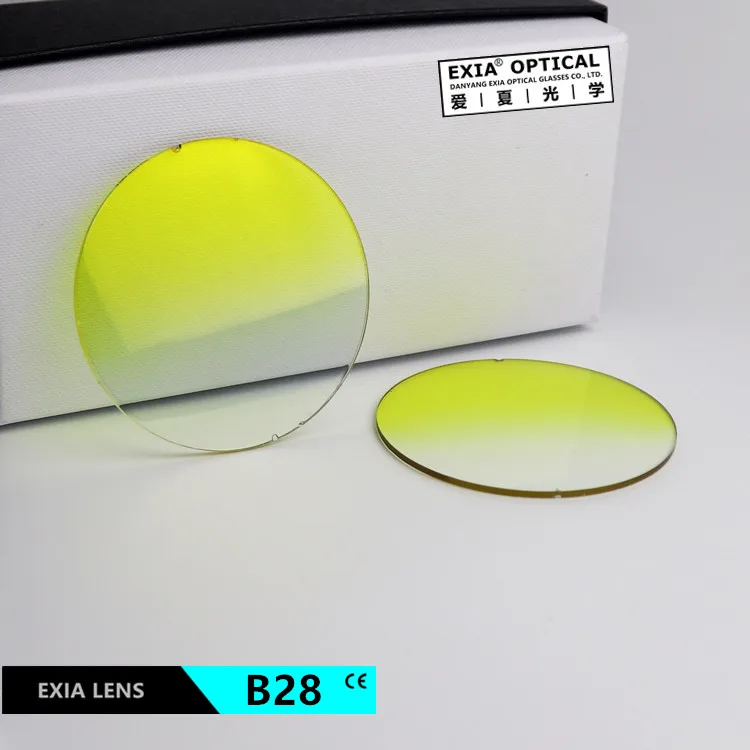 EXIA B28A Sunglasses Lenses Gradient Yellow Color with Flash Mirror Gold Coating UV400 SHMC Waterproof Light Color
