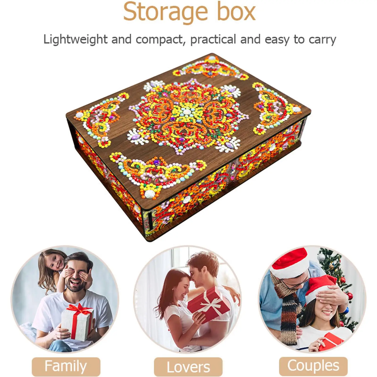 

Шкатулка для хранения украшений с алмазной мозаикой в форме мандалы, деревянный футляр для алмазной вышивки, набор для мозаики, подарки ручной работы