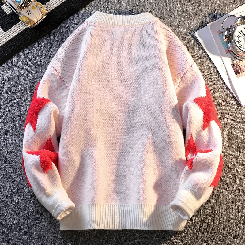 เสื้อสเวตเตอร์ถักแบรนด์คุณภาพสูงลายดาวหลากสี แฟชั่นสตรีทเทรนด์ปี 2025 สำหรับฤดูใบไม้ร่วงและฤดูหนาว สวมใส่สบายๆ ในชีวิตประจำวัน ให้ความอบอุ่น