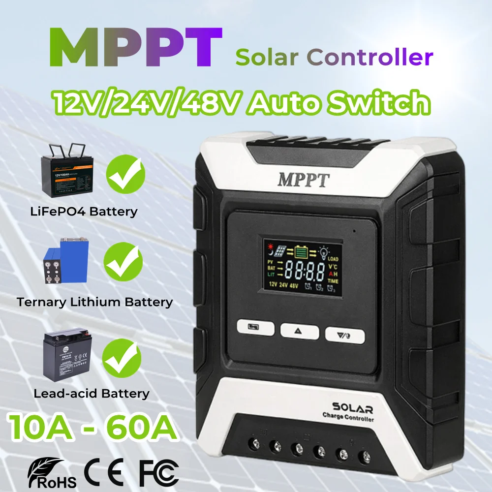 12V 24V 48V MPPT 10A 20A 30A 40A 50A 60A 80A Solar Battery Charge Controller PV Regulator 80VDC For Lifepo4 Lithium GEL Battery