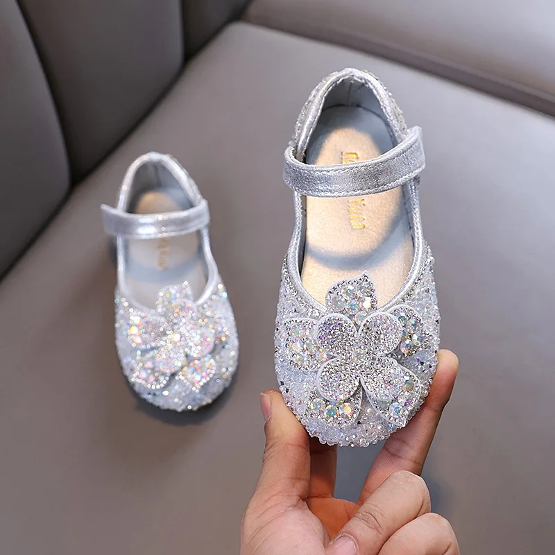 Girls Bow Leather Shoes Princess Performance Shoes Autumn New Children Soft Bottom Flats Anti-slip Single Shoes J389