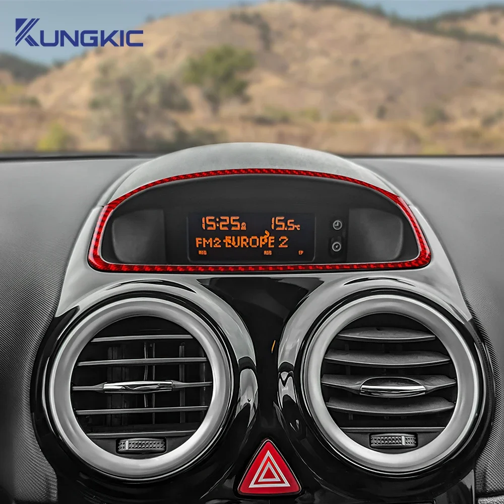 Car Central Control Outlet Time Screen Sticker Real Soft Carbon Fiber For Opel Corsa D 2007 2008 2009 2010 2011 2012 2013 2014