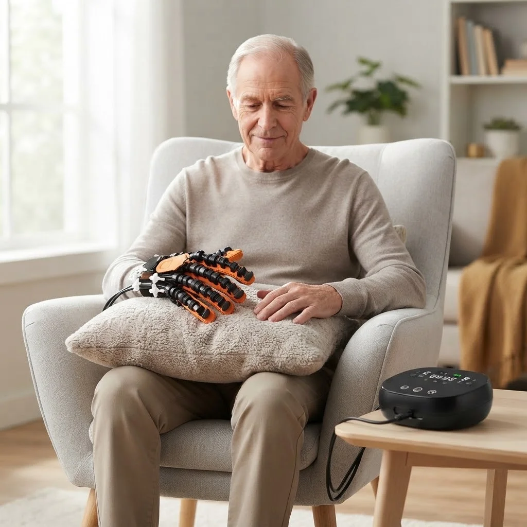 Left & Right Hand Finger Rehabilitation Exerciser Robot Gloves Stroke Hemiplegia Cerebral Infarction Training Equipment Therapy