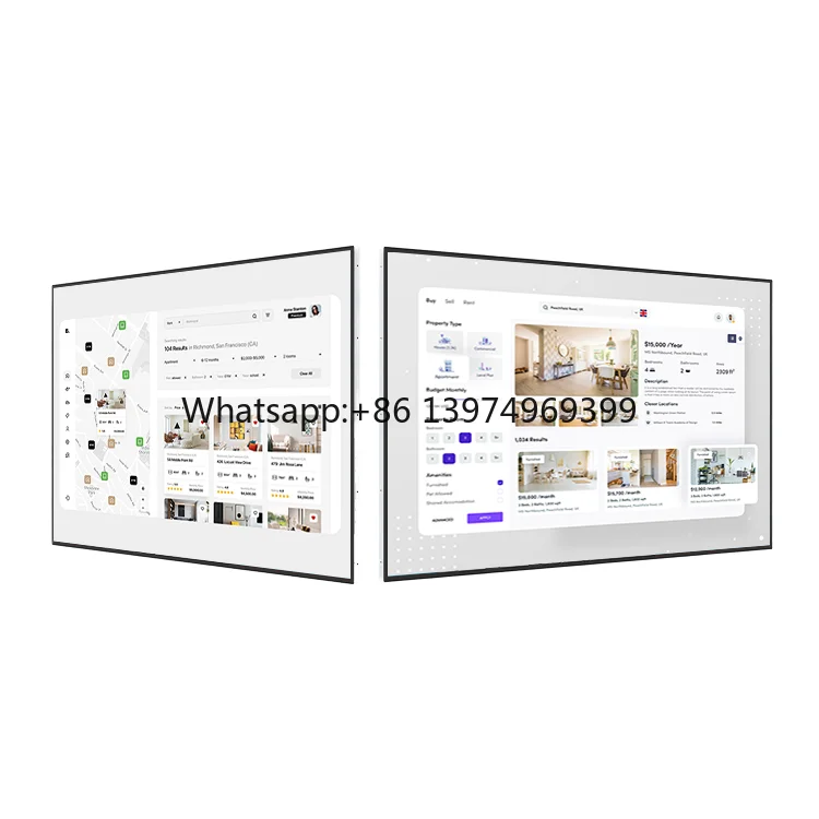 HUSHIDA 43 50 55 Inch Advertising Display Wall Mount Screen Capacitive Touch Digital Signage for Shopping Mall