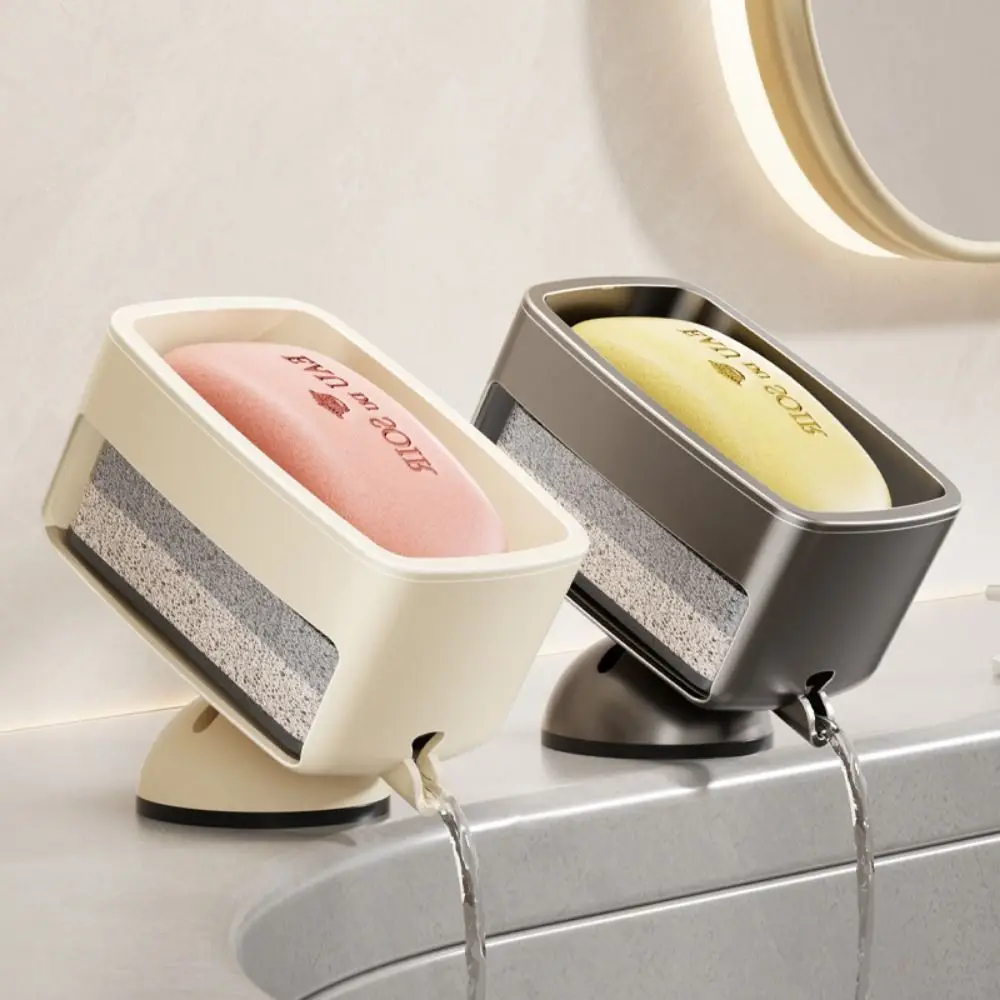 

Self-Draining Suction Cup Soap Holder with Sponge Bathroom Portable Laundry Soap Case Powerful Vacuum Suction Removable