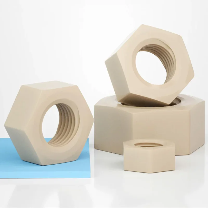 Metric Coarse Thread Hexagon Nuts PEEK Plastic Hex Nuts M2 M2.5 M3 M4 M5 M6 M8 M10 M12 M14-M20 DIN934 High Strength Insulation