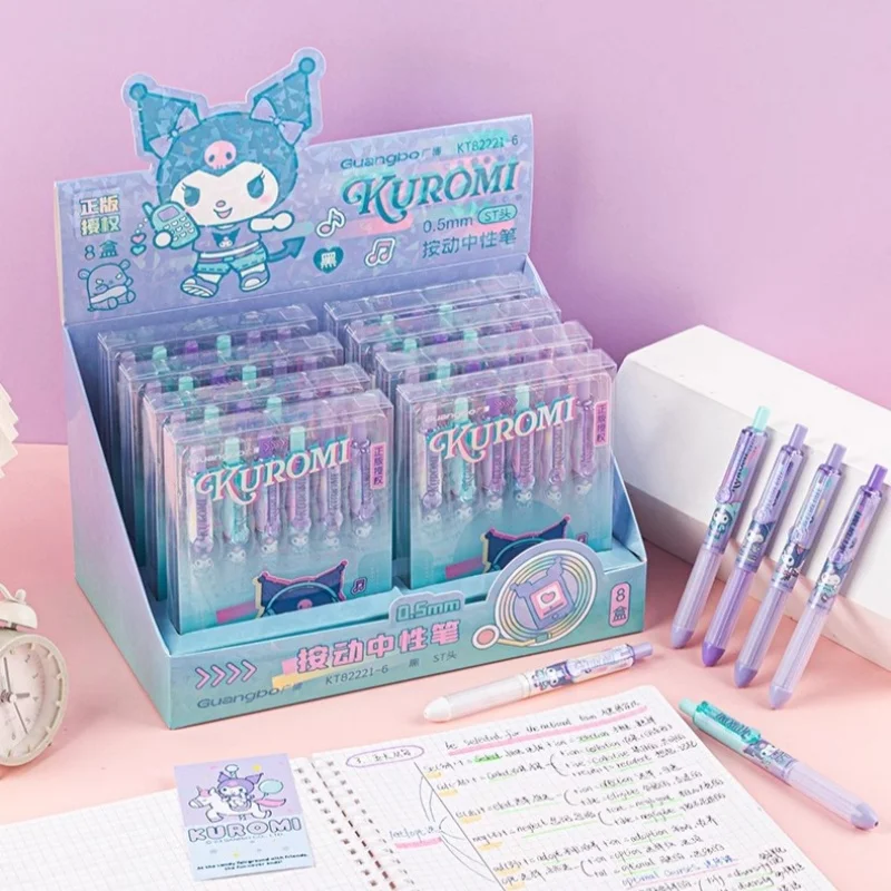 

Лимитированная лазерная гелевая ручка Kuromi, натуральная Sanrio, мультяшный черный наконечник St, 0,5 нажатия, ручка для подписи, милые канцелярские принадлежности для студентов, новинка, хит продаж