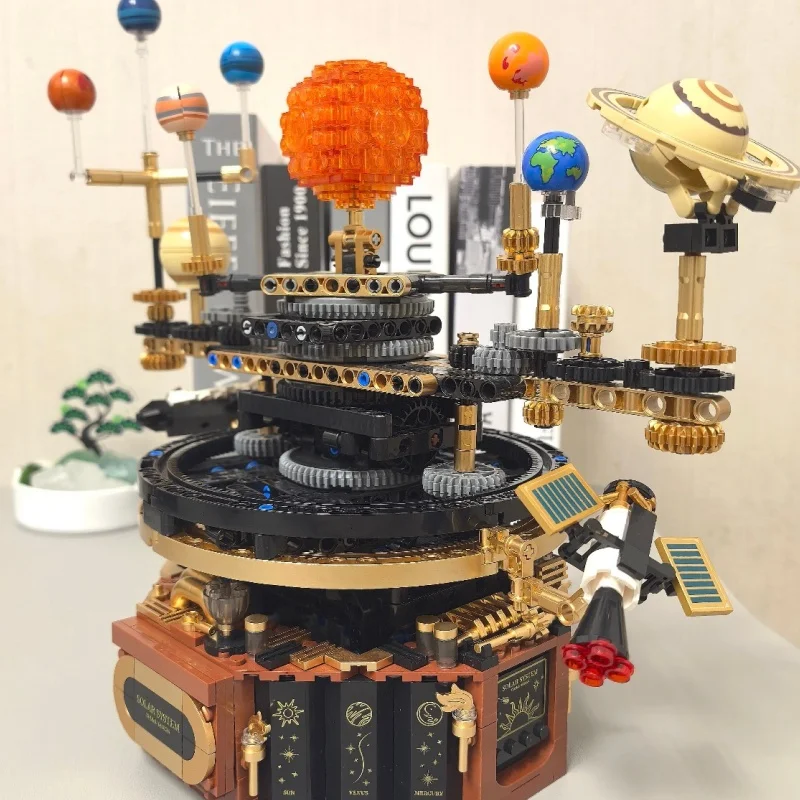 Elektrisch roterend universum Elektrisch zonnestelsel Lichtbouwstenen Zon Aarde Model Ruimte Wetenschap Onderwijs Kerstcadeau
