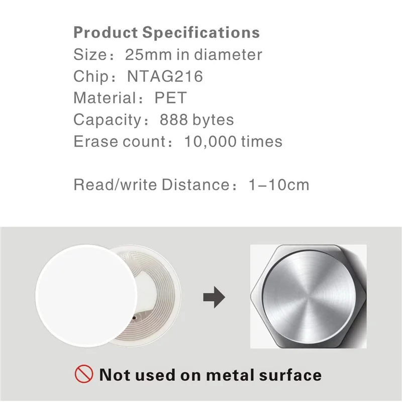 B29C-500Pcs NFC Ntag216 สติกเกอร์ Ntag216 NFC NFC 216 แท็ก Ntag216 การ์ด NFC 13.56Mhz แท็ก NFC สติกเกอร์ 888 ไบต์หน่วยความจํา A