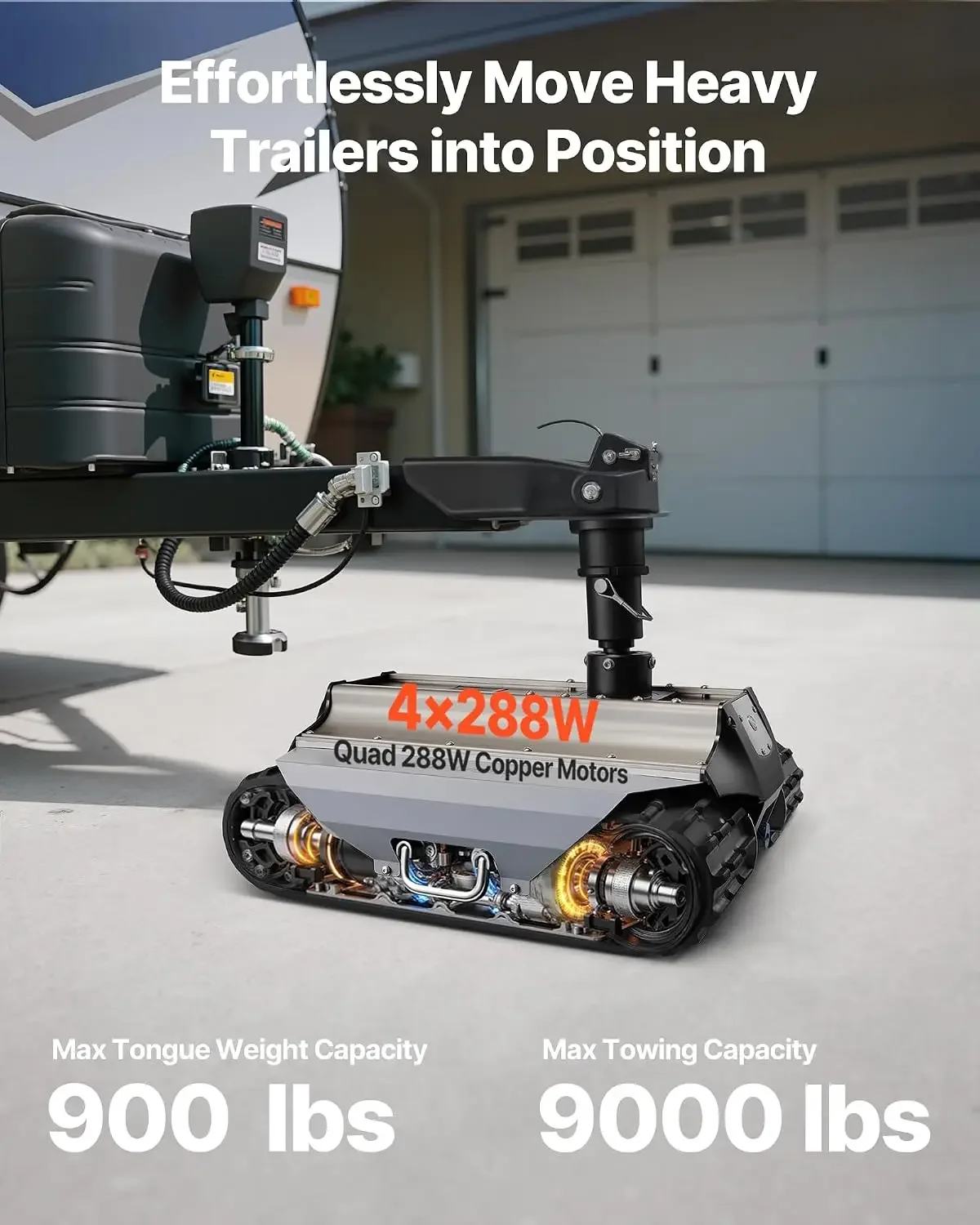 Electric Trailer Mover, 9000 lbs Max Towing Capacity, Remote-Controlled Trailer Mover with 328 ft Wireless Range, Motorised