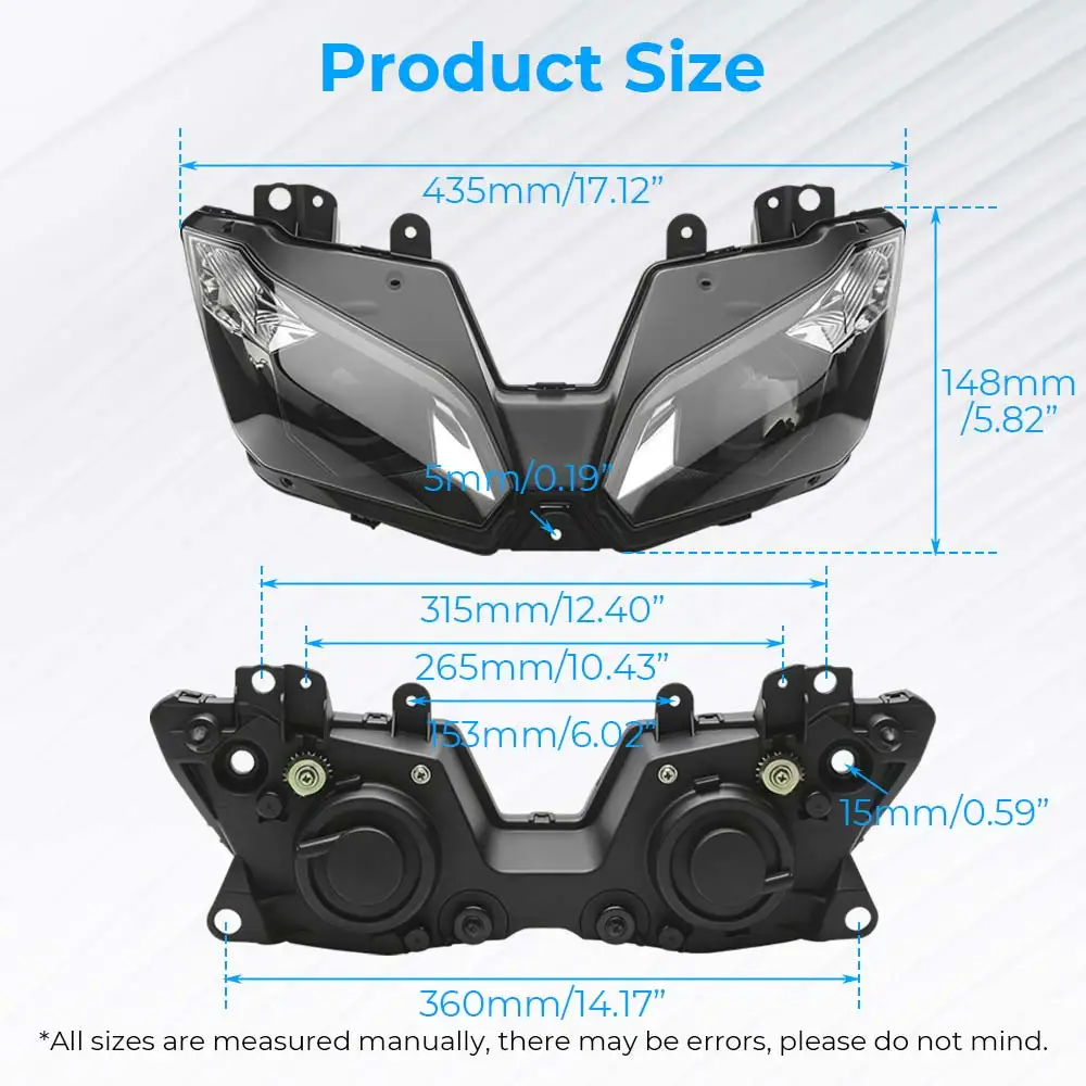 Motorcycle Headlight Lamp Assembly Housing Head Lamp Fit For Kawasaki Ninja 300 2013 -17 Versys 650 1000 2015-2021