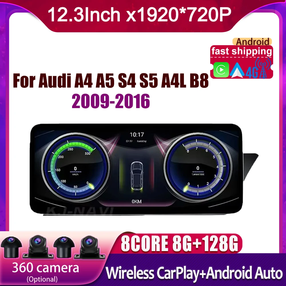 

RHD 12.3 Inch Android Touch Screen For Audi A4 A5 S4 S5 A4L B8 2009-2016 Car Accessories Auto Carplay Monitor Multimedia Player