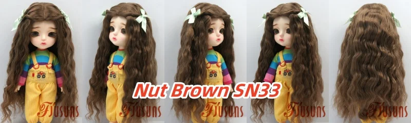 JD880 Lange Sauvage Welle Mittelscheitel Meerjungfrau Lockig mit Twin Bow Braids Puppe Perücken 1/8 1/6 1/4 1/3 Pullip Blythes BJD Haar – Detail 6