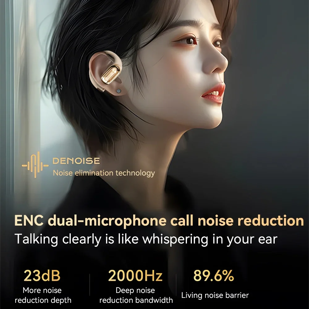 ワイヤレスヘッドセット骨伝導イヤホンオープンイヤースポーツ Bluetooth ヘッドフォン HiFi ステレオノイズリダクションイヤフォンマイク付き