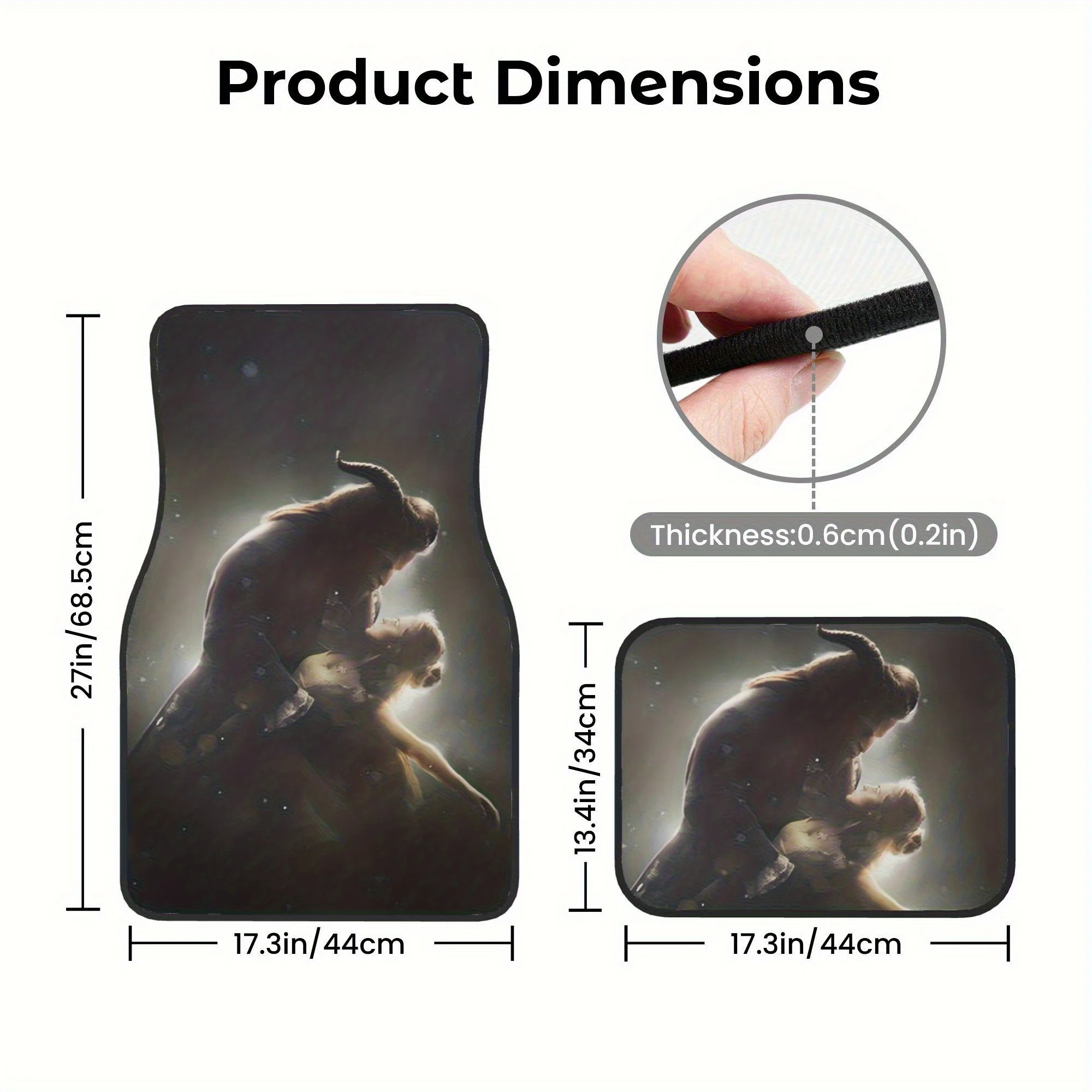 4pcs Beauty And Car Floor Mats - Non-Slip Durable Fit For Sedans, Trucks, SUVs - Cute Cartoon Design With Belle & Artwork, All-W