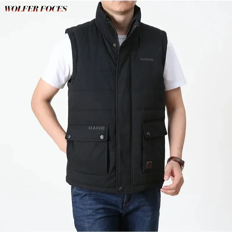 

Jacket Work Windbreaker Men's Multi-pockets Vest Winter Golf Coats MAN Coat Denim Sleeveless Big Size Clothes Motorcycle Hunting