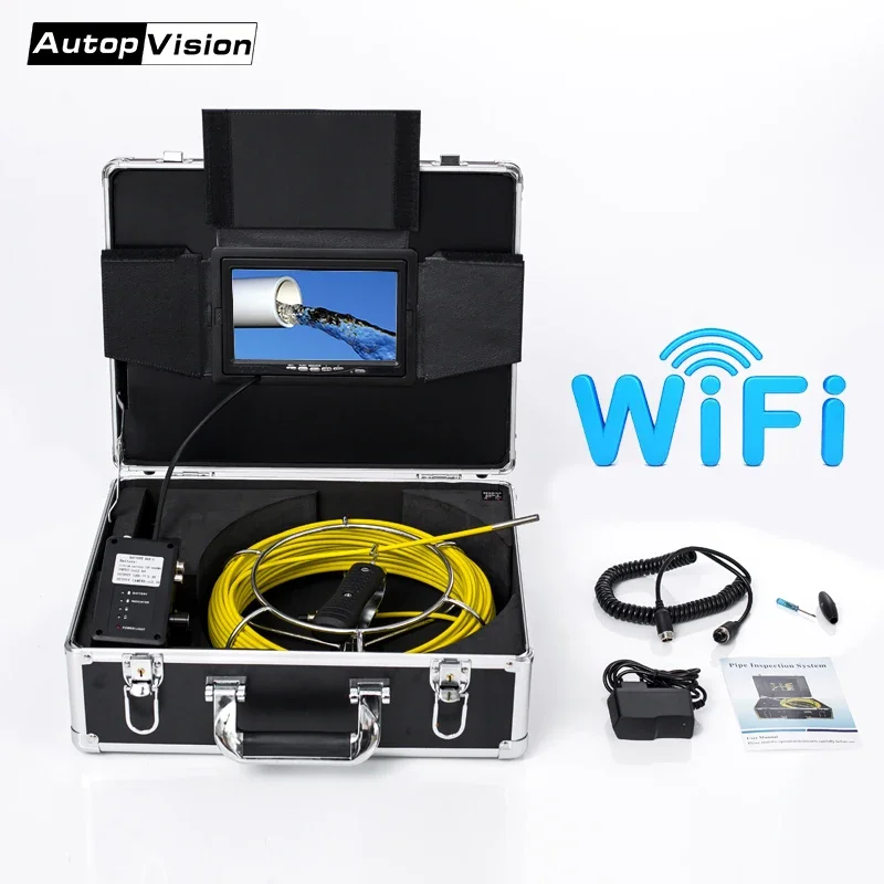 

WP90C Sewer Camera 100ft/30m DIY Sewer Inspection Camera 9 inch LCD Monitor 6 LED Lights, Sewer Drain Camera for Plumber