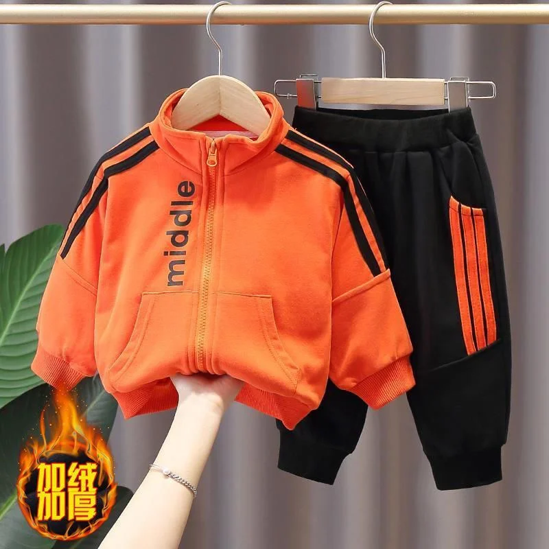 

Boys Sweatshirts +Pants Kids Suits 2PCS/Set Cotton 2024 Orange Spring Autumn Cotton Tracksuits Sport Christmas Gift Children Clo