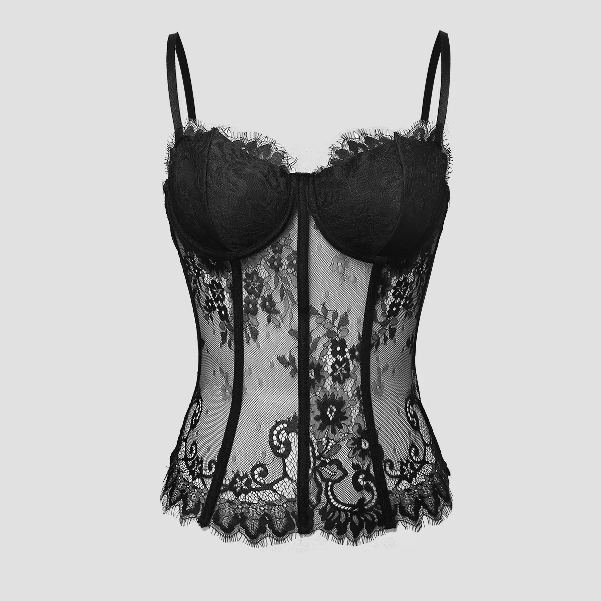 

New Street Sle Sexy Lace Eyela Fibone Slim Fit Bal Vest Women's Faion 908 Single Color Other Material