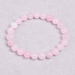 Bracciale al quarzo rosa braccialetti di perle di pietra naturale di cristallo rosa Madagascar perle tonde Stretch guarigione amanti regalo gioielli donna