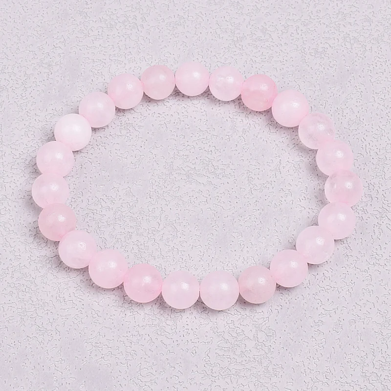 Rose Quartzs Bracelet Pink Crystal Natural Stone Beads Bracelets Madagascar Round Bead Stretch Healing Lovers Women Jewelry Gift