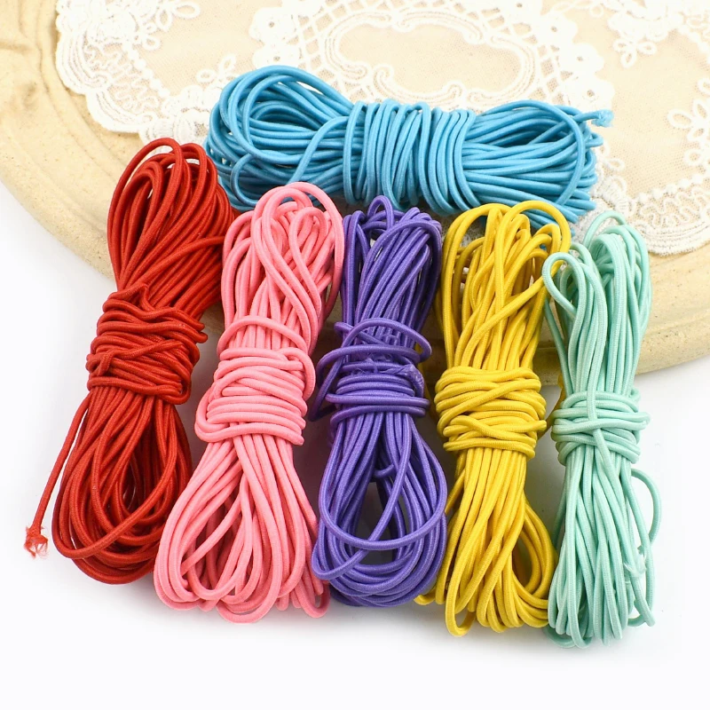 

Meetee 5-30M 2.5mm Colorful Elastics Cord for HairBand Clothes Ribbon Elastic Rubber Bands Pants Belt Strech Drawstring Ropes