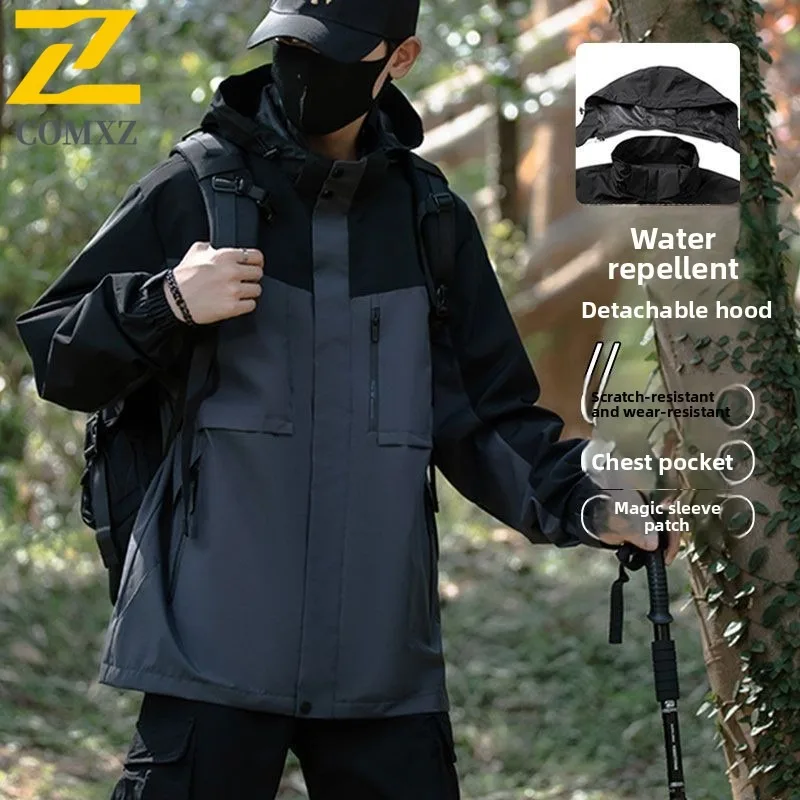 

COMXZ Winter Couples Hooded Windbreaker Loose-Fit Stand Collar Thermal Jacket Coat Waterproof Windproof Hiking Camping Fishing