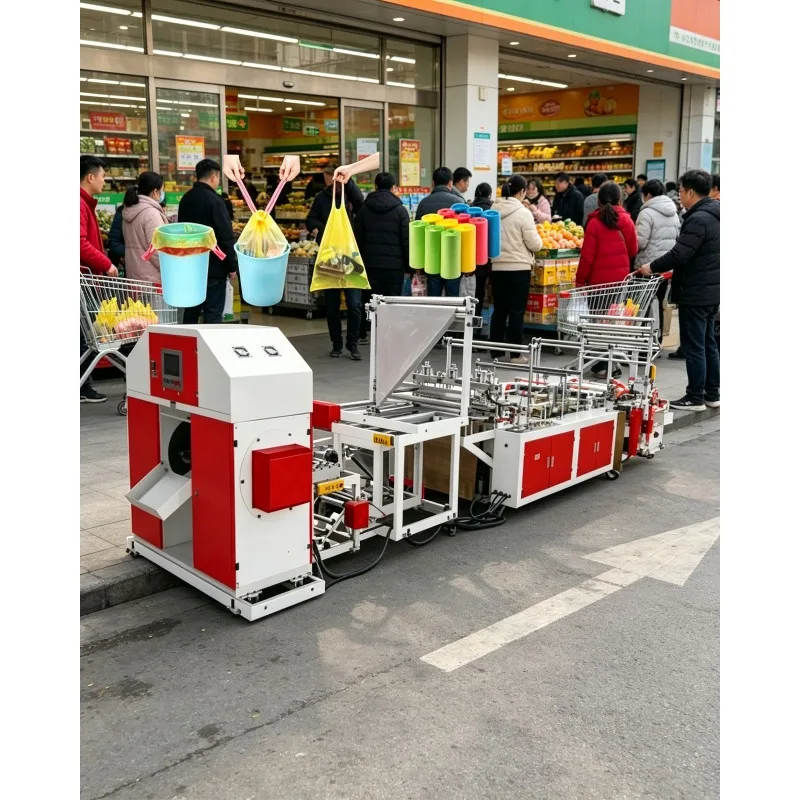 High Speed 2/4 Lines Plastic Bag Making Machine LDPE HDPE PE Film Extruder Automatic T-Shirt Bag Production Line