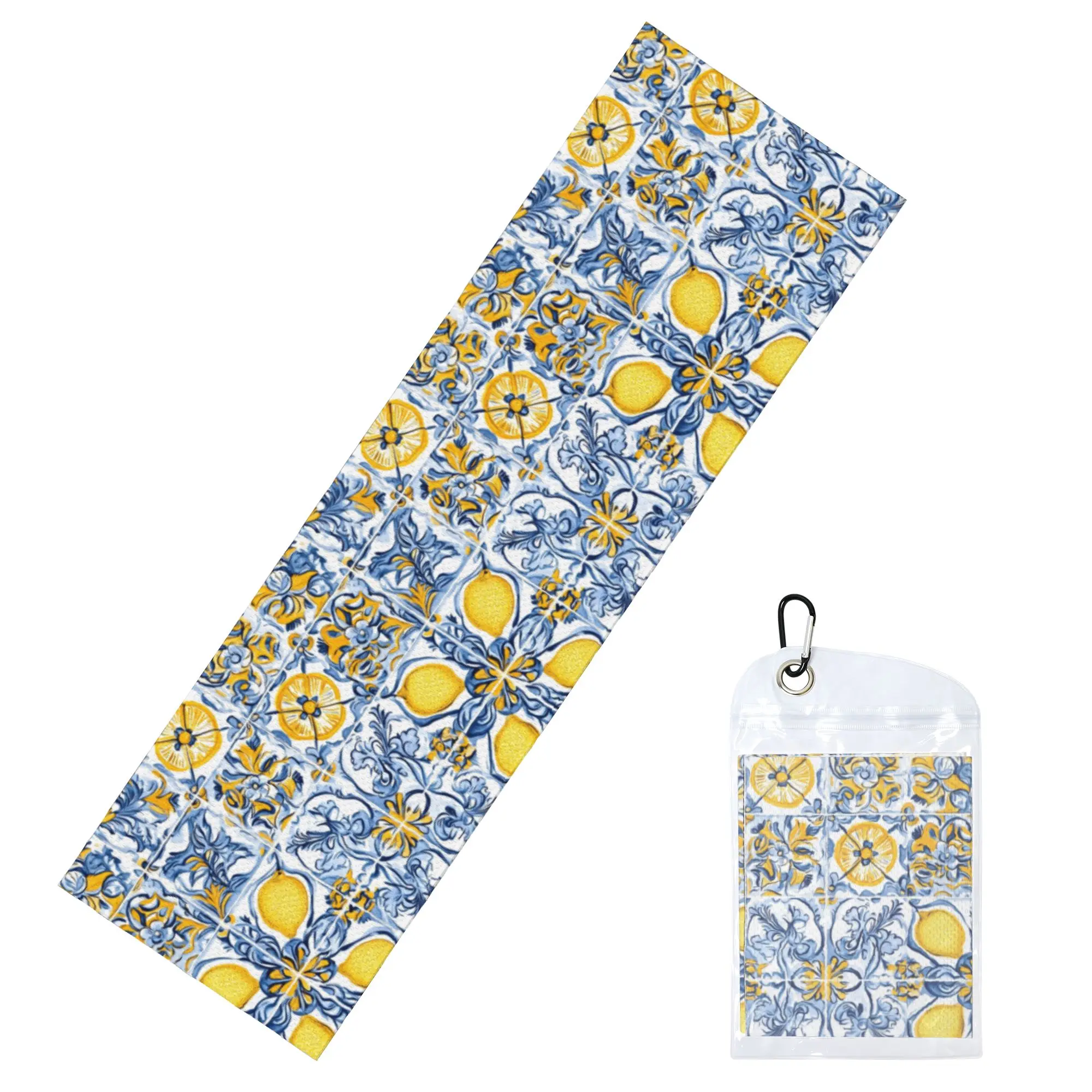 Cold Exercise Towel Sicilian Mediterranean Tiles and Lemon Beach Sports Yoga Camping Towel Refreshing Sports Scarf Face Towels