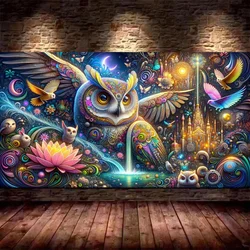 5D DIY Large Diamond Painting Beautiful Owls Forest Birds Surreal Landscape,Full Square Round Drill,Diamond Embroidery,Wall Art